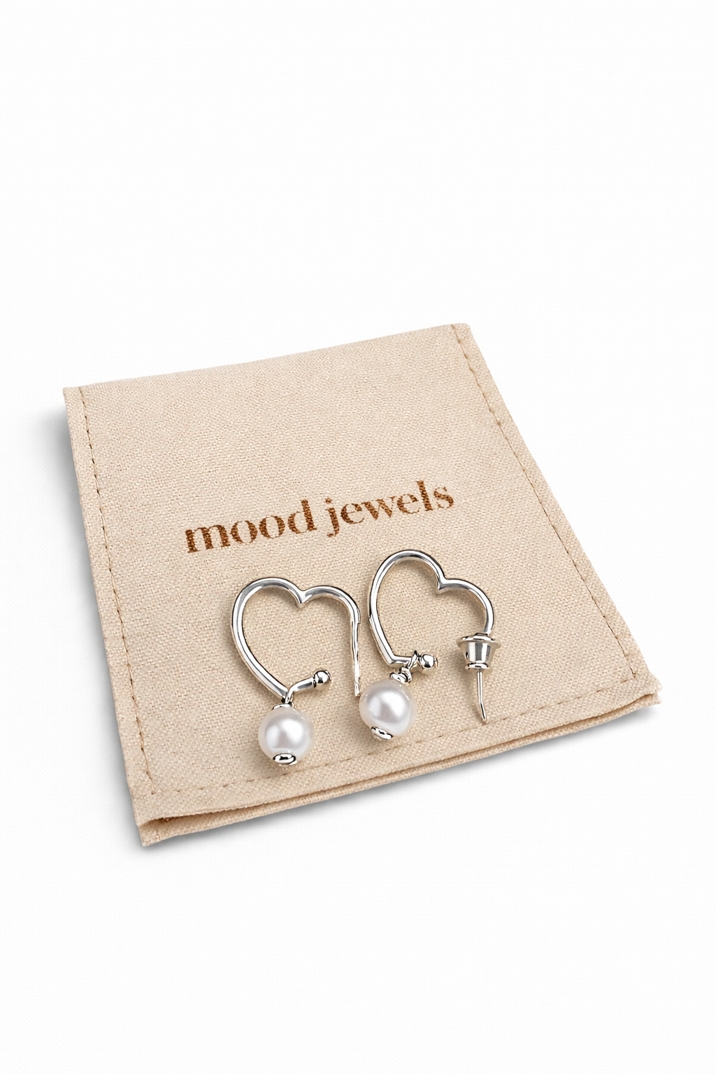 Kolczyki Serce z perłą naturalną