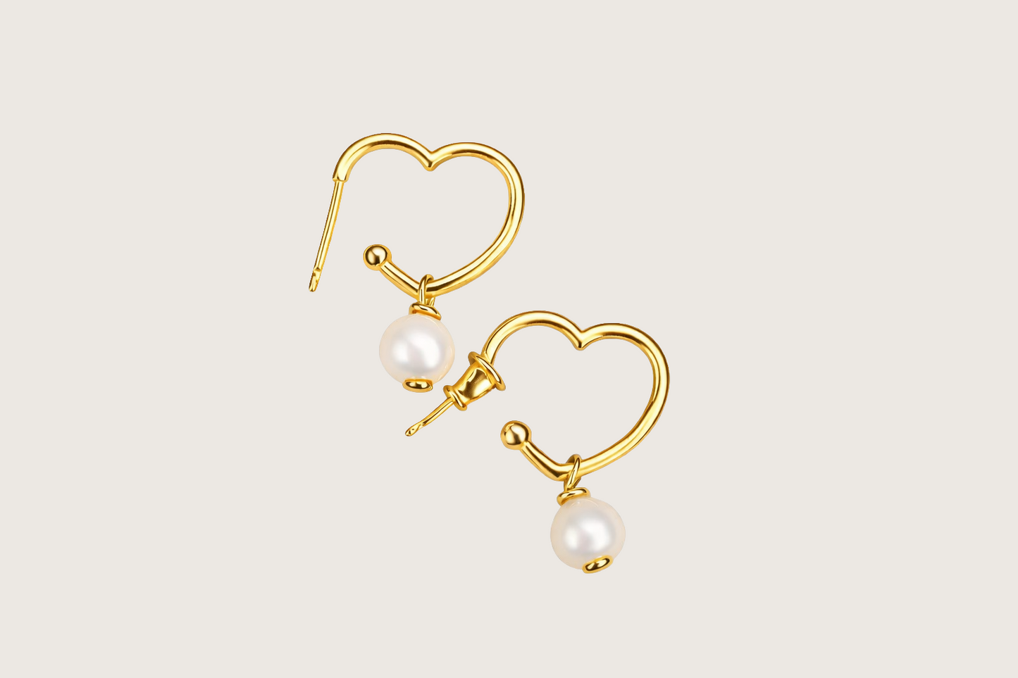 Kolczyki Serce z perłą naturalną