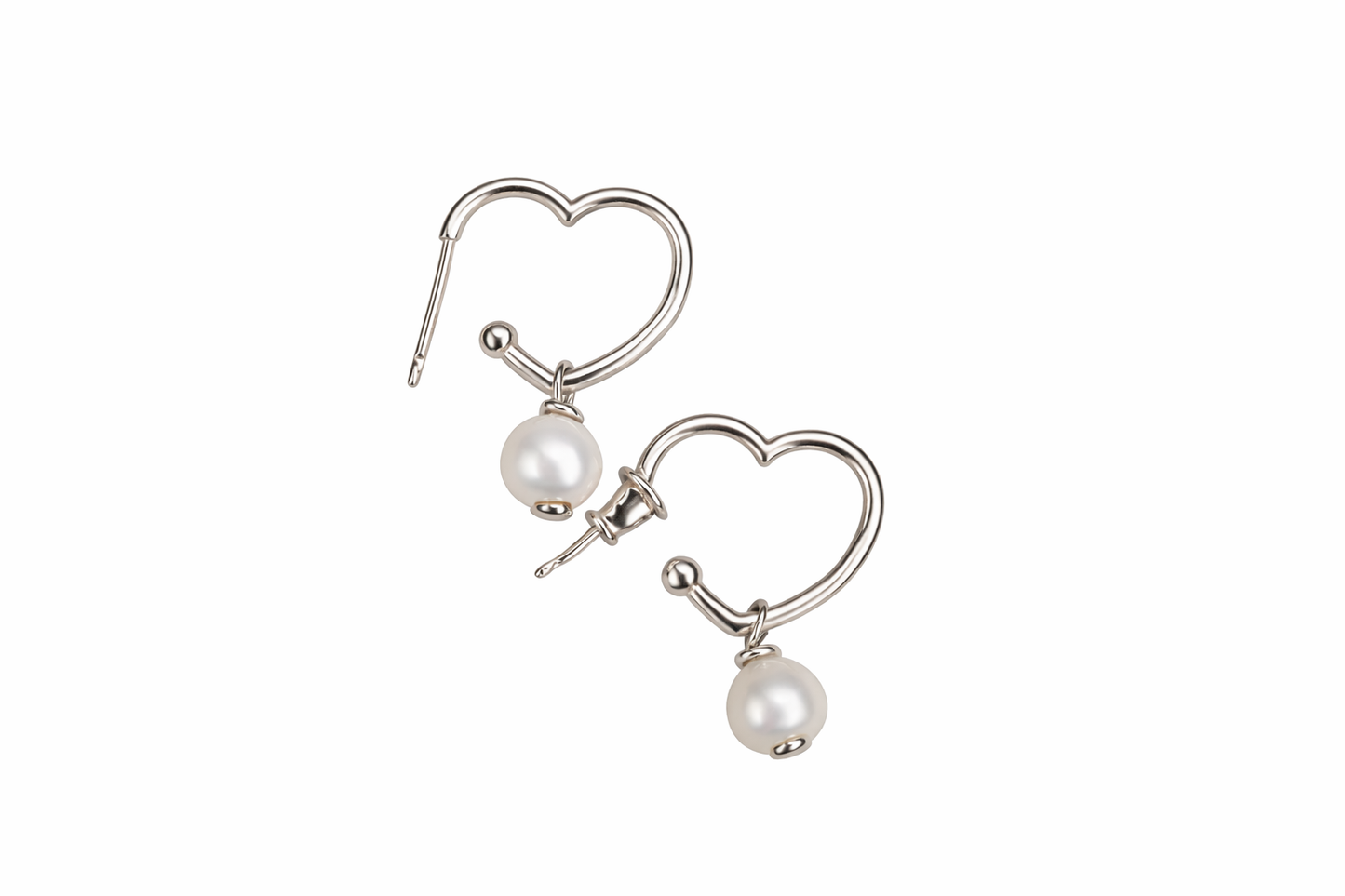 Kolczyki Serce z perłą naturalną