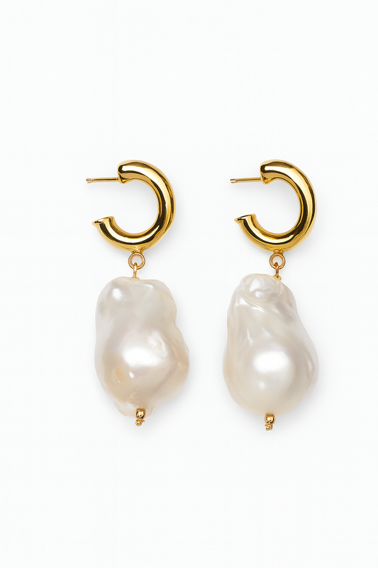 EARRINGS WITH BAROQUE PEARL PENDANTS