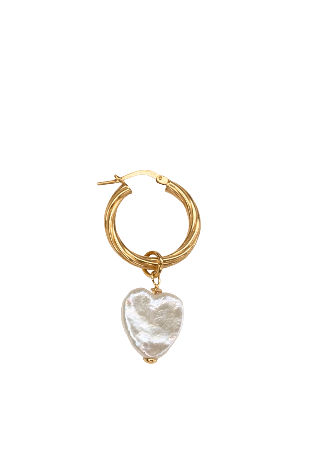 Kolczyk koło z zawieszka perła serce