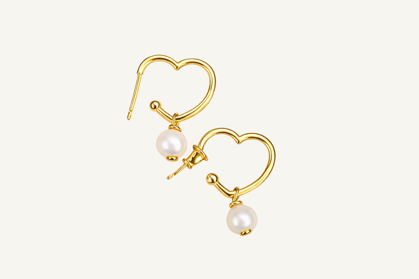 Kolczyki Serce z perłą naturalną